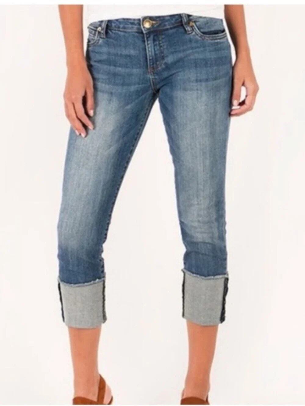 Kut From The Kloth Medium Wash Blue Denim Cameron Straight Leg Jeans Women's 8